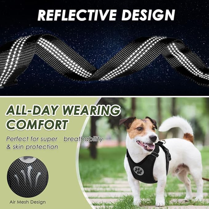 Lukovee Dog Seat Belt - Adjustable Dog Car Harness for Large, Medium &amp; Small Dogs, Soft Padded &amp; Breathable Mesh Dog Seatbelt with Car Vehicle Connector Strap (Black, XX-Small)