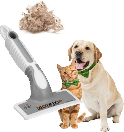 FurDozer X6 Pet Hair Remover &amp; Auto Detailing Tool - Cat &amp; Dog Hair Remover for Carpets, Car Interiors, Couches, Bedding, &amp; Furniture - Reusable Pet Hair Removal Tool for Cat and Dog Fur &amp; Lint, Grey