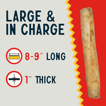 Canine Chews 8-9" Chicken Basted Dog Rawhide Retriever Rolls (25 Pack) - USA-Sourced Chicken Basted Dog Chews - Healthy Dental Chews
