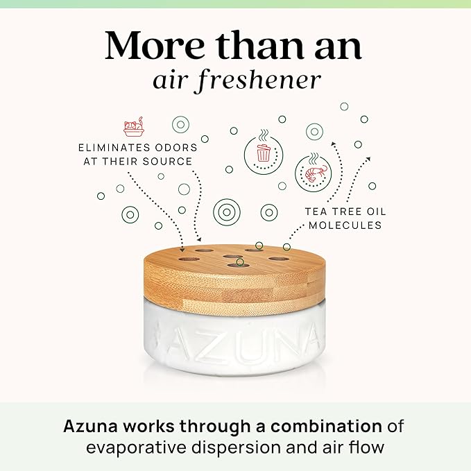 Azuna Air Freshener &amp; Odor Eliminator for Strong Odor | 4 Room Kit Includes (4) 8 oz. Empty Luxe Glass Jars &amp; 24oz Gel | Refill with Tea Tree Essential Oil | Natural Scent | Last 60-90 Days
