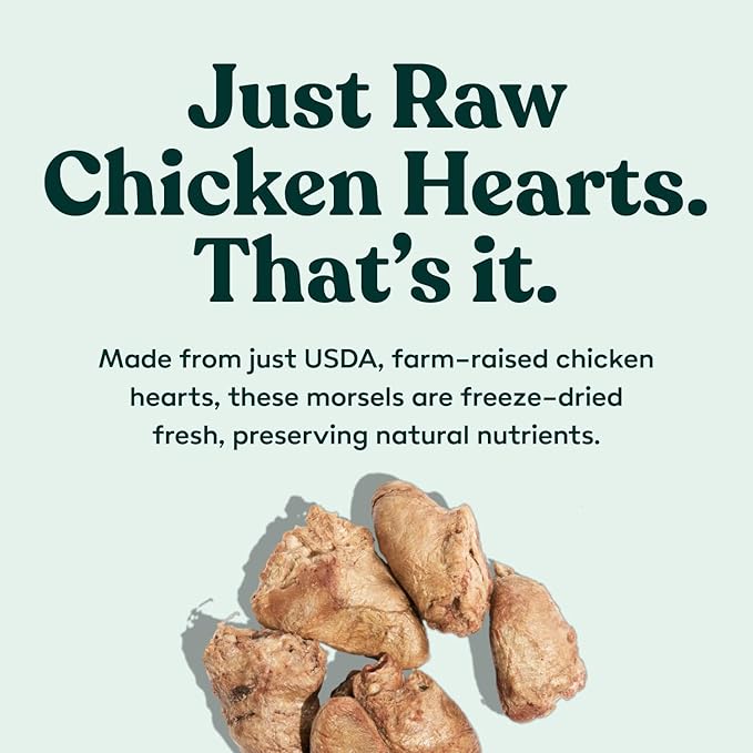 Little Hunter Freeze Dried Dog Treats - Chicken Hearts - Raw Single Ingredient Chicken Heart Dog Treats for Snacks, Training, Dog Food Toppers - All Natural, Healthy Dog &amp; Puppy Treats, 2 oz