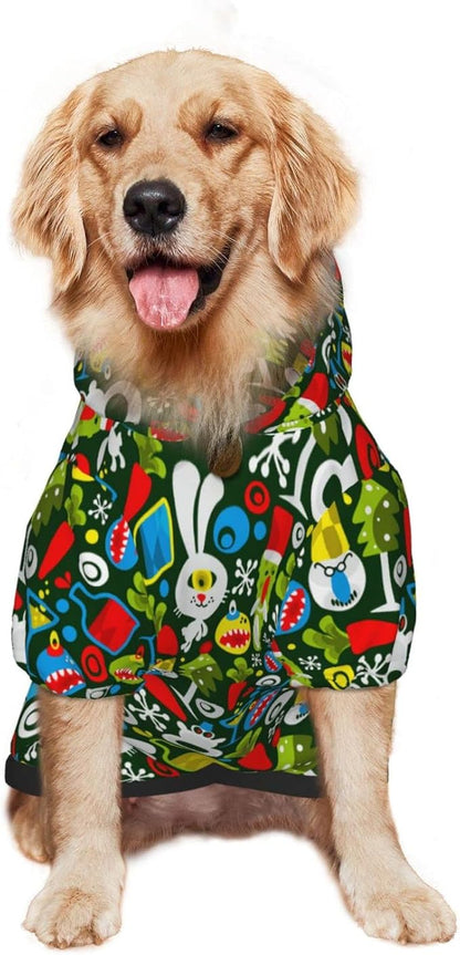 Christmas Green Monster Hoodie,Christmas Cosplay Dog Clothes with Pocket and Hat Winter Clothes Sweaters XXX-Large