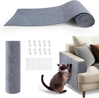78.7"x15.8"Self-Adhesive Climbing Cat Scratch Protector Pads - Trimmable Furniture Guard for Sofa, Walls &amp; Floors, DIY Cat Tree/Tower/Bed, Replaceable Scratch-Resistant Mats (Light Gray)