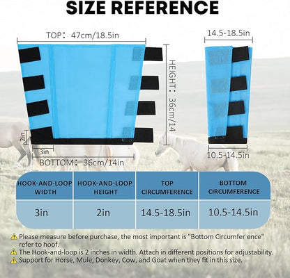 Premium 4-Pack Horse Fly Boots &amp; Leggings Loose-Fit Fine Mesh with Stay-On Fasteners, Support Strips &amp; Anti-Stomp Design Breathable Non-Slip Protection Leg Wrap (Large) Sky - Blue