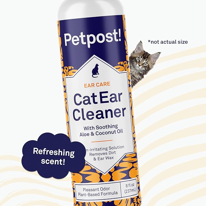 Petpost | Cat Ear Cleaner - Best Ear Remedy for Cats - Natural Coconut Oil Treatment Drops - Alcohol &amp; Medicine Free - 8 oz.