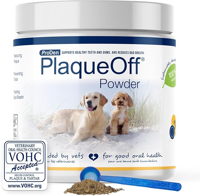 ProDen PlaqueOff Powder for Pets - Cat &amp; Dog Breath Freshener - Plaque &amp; Tartar Remover for Pet Oral Care - 420g