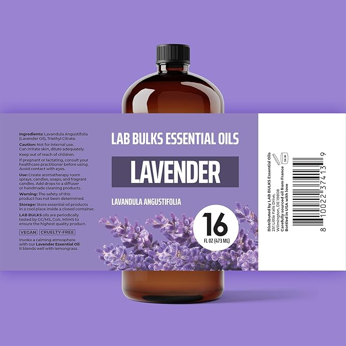 Lavender Essential Oil 16 oz Bottle for Diffusers, Candles, &amp; Home – Aromatherapy Oil 1 Pack