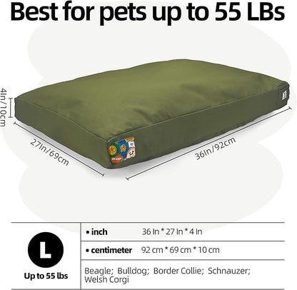 Sytopia 36-Inch Canvas Outdoor Dog Bed, Waterproof &amp; Washable with Removable Cover, Ideal for Medium &amp; Large Dogs, Chew-Proof Great for Indoor, Outdoor, Crate, or Patio Use (Green)