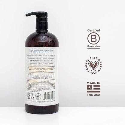 Soapbox Argan Oil Shampoo, Harsh Sulfate Free, Paraben &amp; Silicone Free, Color Safe, and Vegan Hair Shampoo | Control &amp; Soften Shampoo (33.8 Ounces)