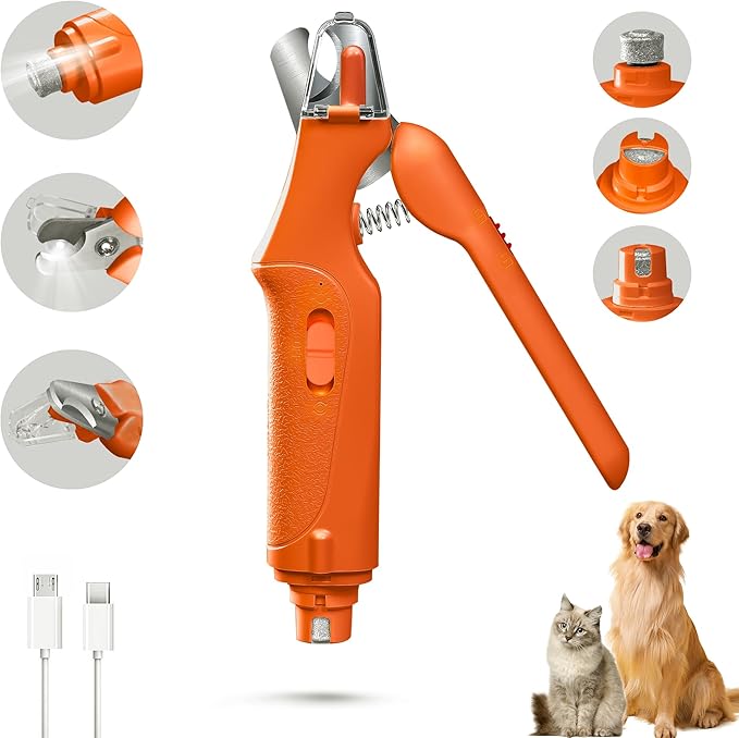 2-in-1 Cat Nail Clippers &amp; Dog Nail Clippers Trimmers for Large Medium Small Dogs Cats Claw Trimmer Quick Sensor and Safety Guard USB Rechargeable with 2 LED Lights Dogs Nail Trimmer