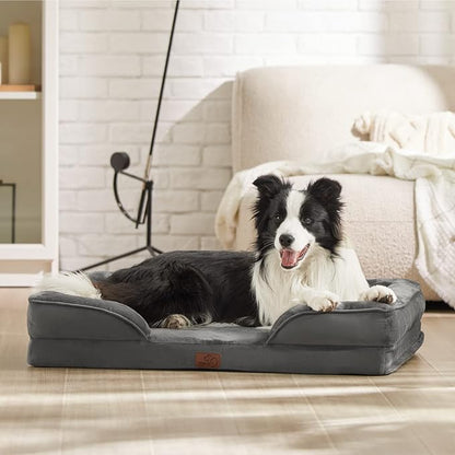 Bedsure Orthopedic Dog Beds Large Sized Dog - Washable Large Dog Cat Bed Waterproof, Comfort Dogs Couch Sofa with Washable Removable Cover, Pet Bed with Nonskid Bottom, Dark Grey, 35"