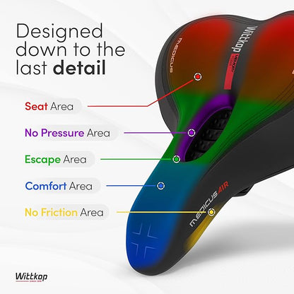 Wittkop Bike Seat I Bicycle Seat for Men and Women, Waterproof Bike Saddle with Innovative 5-Zone-Concept I Exercise Bike Seat for BMX, MTB &amp; Road