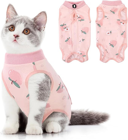 SUNFURA Cat Recovery Suit, Kitten Surgical Full Bodysuit for Abdominal Wound Protector Anti Licking After Surgery, Professional Bandages Cone E-Collar Alternative for Small Male &amp; Female Pets