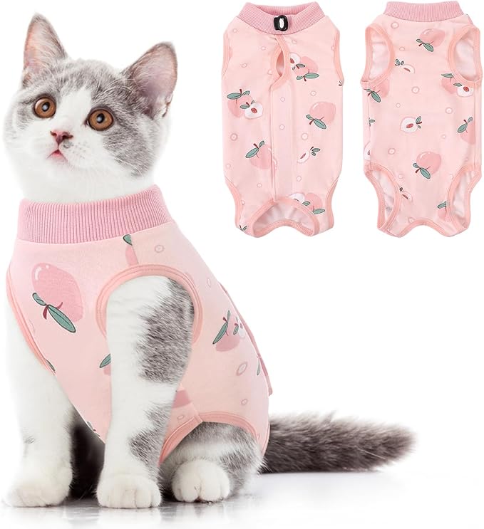 SUNFURA Cat Recovery Suit, Kitten Surgical Full Bodysuit for Abdominal Wound Protector Anti Licking After Surgery, Professional Bandages Cone E-Collar Alternative for Small Male &amp; Female Pets