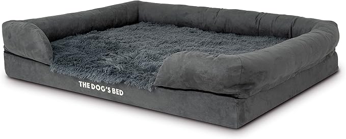 The Dog’s Bed, XL Grey Fur 43.5x34,Memory Foam, Pain Relief: Arthritis, Hip &amp; Elbow Dysplasia, Post Surgery, Lameness, Supportive, Calming, Waterproof Washable Cover, Veterinary Approved