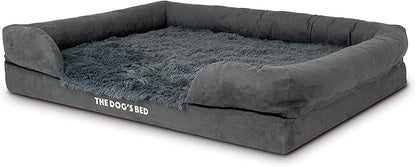 The Dog’s Bed, XL Grey Fur 43.5x34,Memory Foam, Pain Relief: Arthritis, Hip &amp; Elbow Dysplasia, Post Surgery, Lameness, Supportive, Calming, Waterproof Washable Cover, Veterinary Approved