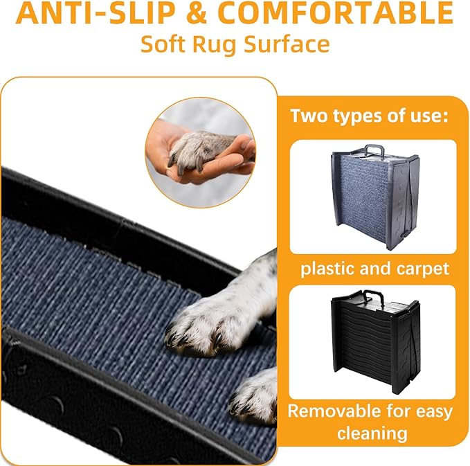Dog Ramp for Car, Pet Ramp with Removable Non-Slip Pads for Large Small Medium Dog Cat, 60&
