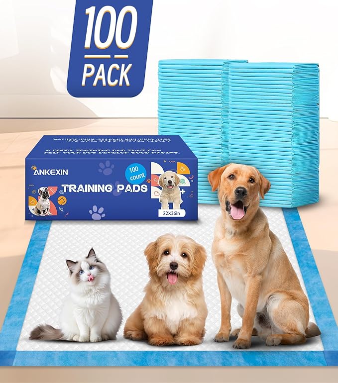 Large Puppy Pee Pads 22x36 Inch 100-Pack | Extra Absorbent Potty Training Pads for Dogs | Leakproof Quick-Dry &amp; Odor Blocking Pet Housebreaking Supplies