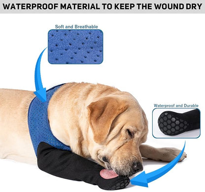 COODEO Dog Socks to Prevent Licking Paws, Healing Boots &amp; Paw Protectors with Non-Slip Bottoms for Wound Protection, Waterproof Sleeve Shoes for Licking（Blue，3XL_Right