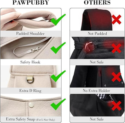 Dog &amp; Cat Carrier Sling, Adjustable Soft Padded Shoulder Puppy Carrier, Hands-Free Dog Carrier Bag with Double Safety Buckles Premium Material for Outdoor Travel (Apricot, L)