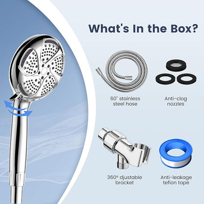 FEELSO Filtered Shower Head with Handheld, High Pressure 7 Spray Showerhead with Filters for Hard Water - Remove Chlorine, Reduce Dry Itchy Skin, Anti-clog Nozzles, Power Wash to Clean Tub, Tile &amp; Pet