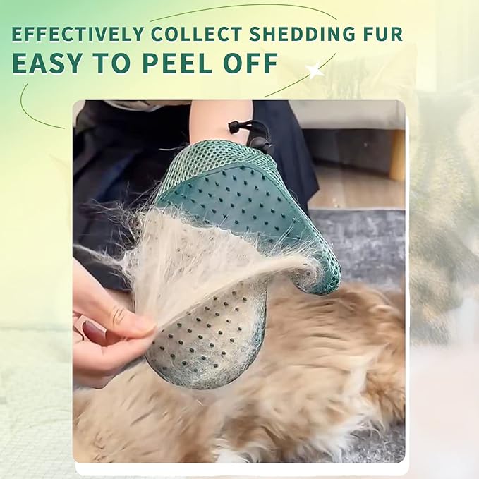 2 in 1 Pet Fur Glove &amp; Cat Hair Remover Glove, Dog Grooming Glove Brush for Shedding, Massage, Efficient Pet Hair Remover Mitt for Uproot Cleaner Clothes, Couch, Carpet [Blue/Pair]