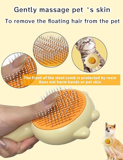 Pet Grooming Brush - Cat &amp; Dog Fur Remover, Massage Brush for Long &amp; Short Hair Pets, Removes Loose Fur &amp; Hair (Green)