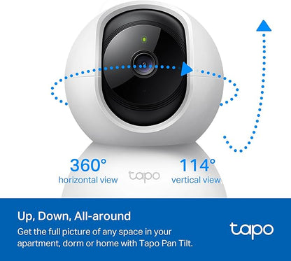 TP-Link Tapo 2K Pan/Tilt Security Camera for Baby Monitor, Dog Camera w/Motion Detection, 2-Way Audio, Siren, Night Vision, Cloud &amp; SD Card Storage, Works with Alexa &amp; Google Home, 2-Pack (C210P2)
