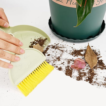Small Broom and Dustpan Set,mini Compact Portable, for Home, Sofas, Kitchen countertops, Storage Shelves, Office desks, bathrooms, and pet Areas (Green)