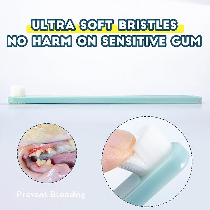 Small Dog Toothbrush, Cat &amp; Puppy Tooth Brushing Kit, Ultra Soft &amp; Mini Head Teeth Brush for Kitten &amp; Tiny Pet, Doggy Toothbrushes Deep Dental Clean, 2 PCS,Pinkgreen