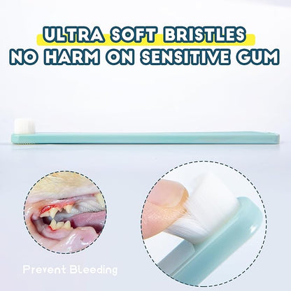 Small Dog Toothbrush, Cat &amp; Puppy Tooth Brushing Kit, Ultra Soft &amp; Mini Head Teeth Brush for Kitten &amp; Tiny Pet, Doggy Toothbrushes Deep Dental Clean, 2 PCS, Graywhite