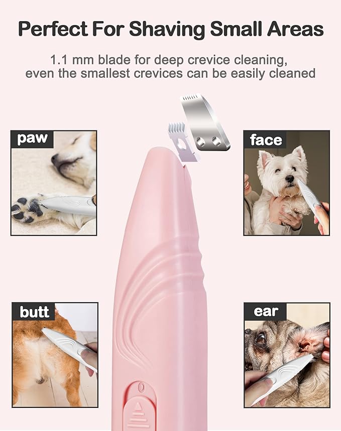 LEYOUFU Dog Paw Trimmer for Grooming, Cordless Electric Small Pet Grooming Clippers Hair Trimmer for Dogs Cats, Low Noise for Trimming Pet&