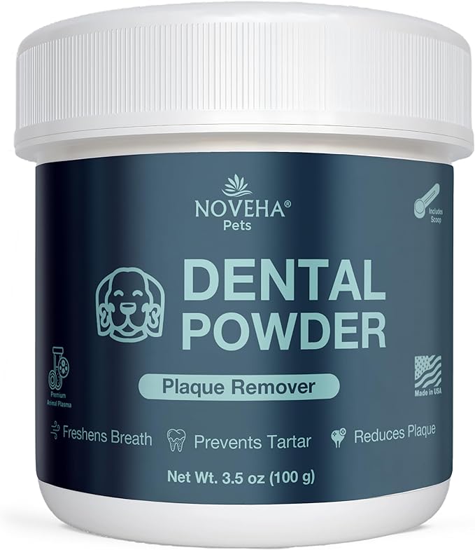 NOVEHA Pet Dental Powder | Vet-Approved Oral Care for Dogs &amp; Cats | Natural Tartar Remover for Dogs Fresh Breath Formula | Easy Teeth Cleaning for Daily Use (1 - Pack)