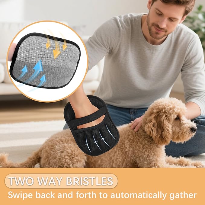 3 Pcs Magic pet Hair Remover Glove - Reusable &amp; Easy-to-Clean cat and Dog Fur Brush for Effortless Grooming, Upgraded Grip and Large Size for Better Coverage