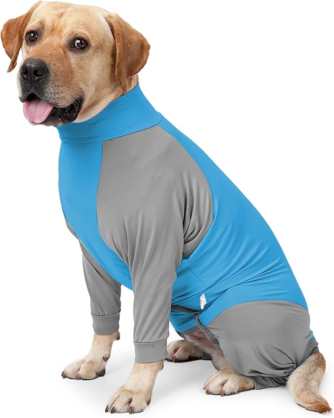 Dog Recovery Suit, Abdominal Wound After Surgery Wear, Prevent Licking Wounds, E-Collar &amp; Cone Alternatives, Long Sleeve Postoperative Shirts Dog Pajamas Prevent Shedding(2XL, Blue)