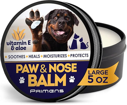 Dog Paw Balm for Dry Cracked Paws – Lick-Safe Moisturizer and Organic Paw Wax with Aloe &amp; Vitamin E – Hot Pavement and Winter Snow Protection – Nose Safe – for All Breeds