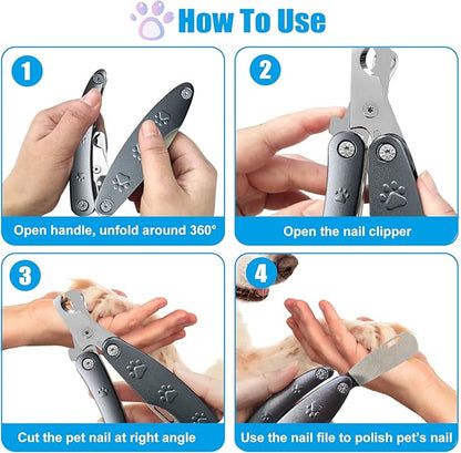 Best Dog Nail Trimmers for Anxiety Sensitive Dogs, Quiet Sharpest Smoothest Nail Clippers for Large Dog Medium Small, Professional Stainless Steel with Nail File &amp; Comb, Left-Handed Friendly