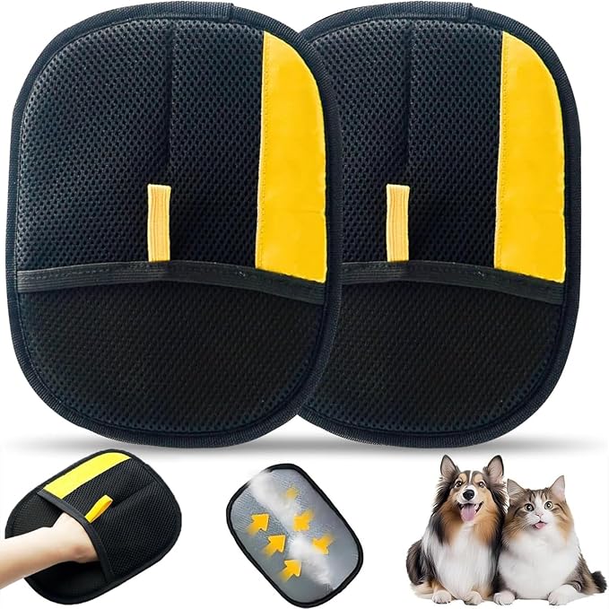 Pet Hair Removal Glove for Cats &amp; Dogs,Upgrade Efficient Grooming Gloves for Pet Hair,Home Use Reusable Cat &amp; Dog Hair Remover for Couch, Furniture, Carpet, Curtain(2pcs)
