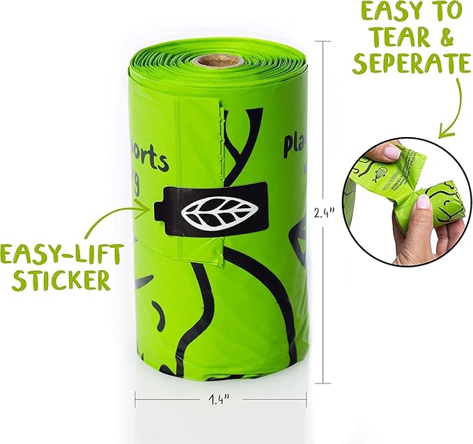 PLANET POOP Home Compostable Dog Poop Bags Extra-long with Handles 240 Un-Scented Pet Waste Bags Plastic Free, Thick Leakproof Plant-Based Doggy Bag, Cats &amp; Dogs Pet Supplies