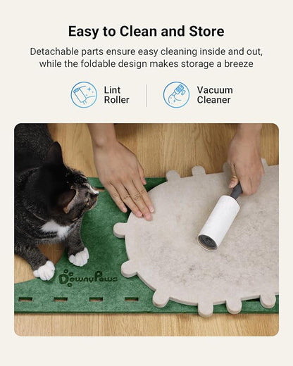 DownyPaws Cat House for Indoor Cats, Cat Bed Cave for Multiple &amp; Large Cats Up to 22 Lbs, Scratch Resistant Peekaboo Cat Caves, Foldable Tunnel Enclosed Bed, PeekaPurr, Forest