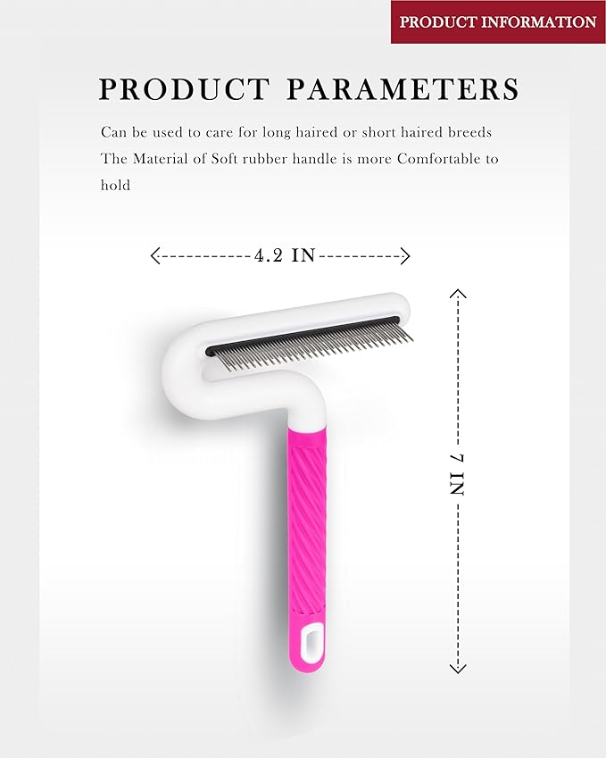 Pet Flea Comb for Dogs &amp; Cats - Grooming Tool with Long &amp; Short Steel Teeth, Safely Removes Tangles and Knots, Gentle Detangling Brush for Pet Hair (TG2044)