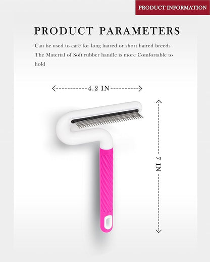 Pet Flea Comb for Dogs &amp; Cats - Grooming Tool with Long &amp; Short Steel Teeth, Safely Removes Tangles and Knots, Gentle Detangling Brush for Pet Hair (TG2044)