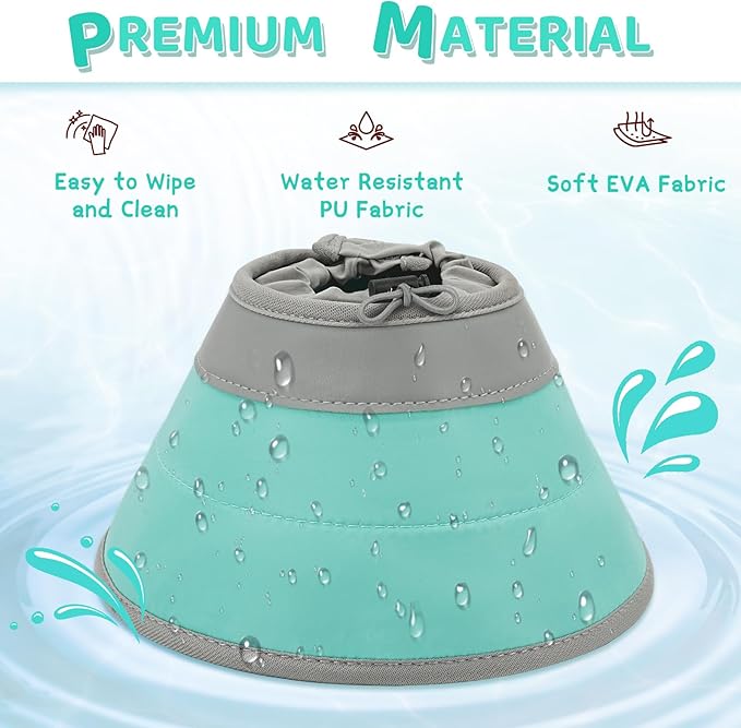 Cat Cone Collar Soft to Stop Licking, Adjustable, Foldable Lightweight Kitten Cones After Surgery Recovery for Cats &amp; Kittens, Cat Cone Alternative (Solid Green, L)