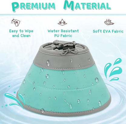 Cat Cone Collar Soft to Stop Licking, Adjustable, Foldable Lightweight Kitten Cones After Surgery Recovery for Cats &amp; Kittens, Cat Cone Alternative (Solid Green, L)