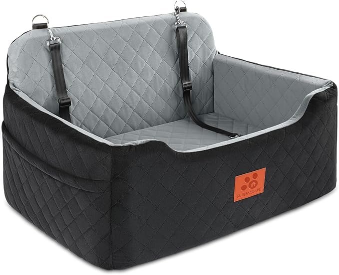 Dog Car Seat for Medium/Large Dogs,Dog Booster Seat for Dog Under 50lbs or 2 Small Dogs, Detachable and Washable Pet Car Seat,Multi-Functional Travel Dog Bed &amp; Dog Sofa(Black/Grey)
