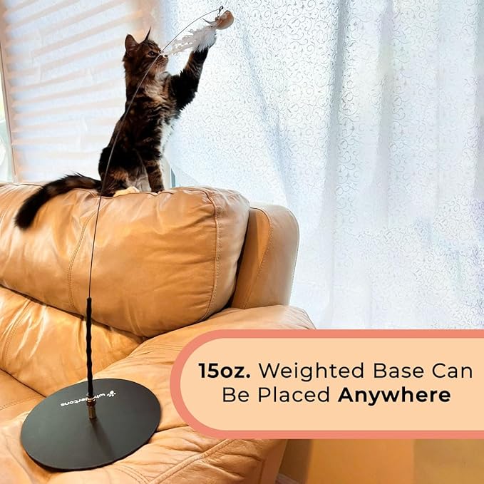 Interactive Bird Simulation Cat Toy Set, Interactive Cat Toy for Indoor Cats, Cat Feather Toy, Suction Cup, Weighted Base, 5 Replacement Birds, Feathers &amp; Bells, Realistic Bird Impression