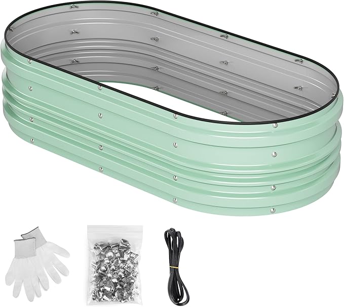WORKPRO 4x2x1ft Galvanized Raised Garden Bed Set, Rust &amp; Corrosion Protection, Easy Assembly, Safe Edge, Ideal for Vegetables &amp; Flowers, Green