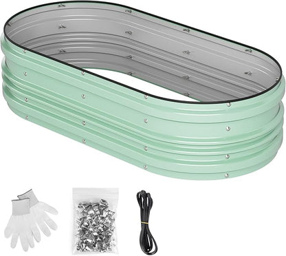 WORKPRO 4x2x1ft Galvanized Raised Garden Bed Set, Rust &amp; Corrosion Protection, Easy Assembly, Safe Edge, Ideal for Vegetables &amp; Flowers, Green