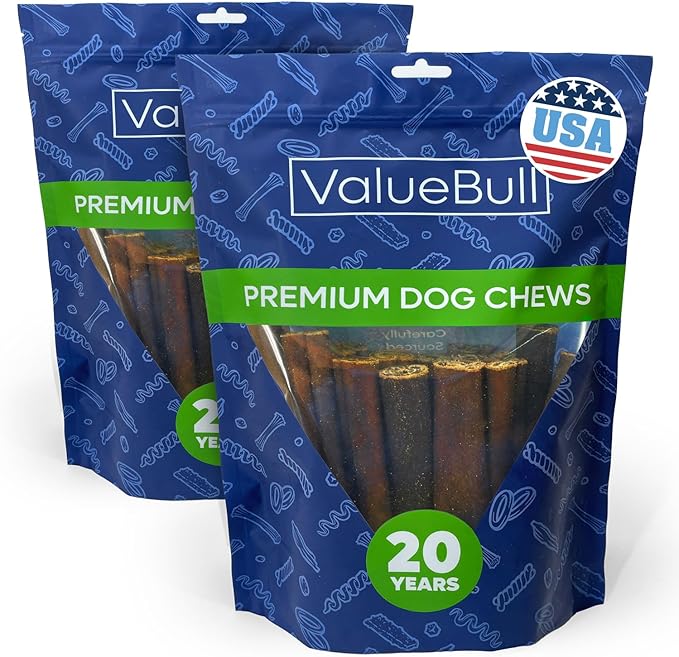 ValueBull USA Collagen Sticks for Dogs, 6 Inch Jumbo Chews, Natural Long-Lasting Dog Treats, 50 Count - Promotes Joint, Skin &amp; Coat Health with Glucosamine and Chondroitin