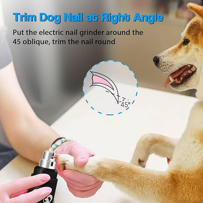 Casfuy Dog Nail Grinder Upgraded - Professional 2-Speed Electric Rechargeable Pet Nail Trimmer Painless Paws Grooming &amp; Smoothing for Small Medium Large Dogs &amp; Cats (Black)